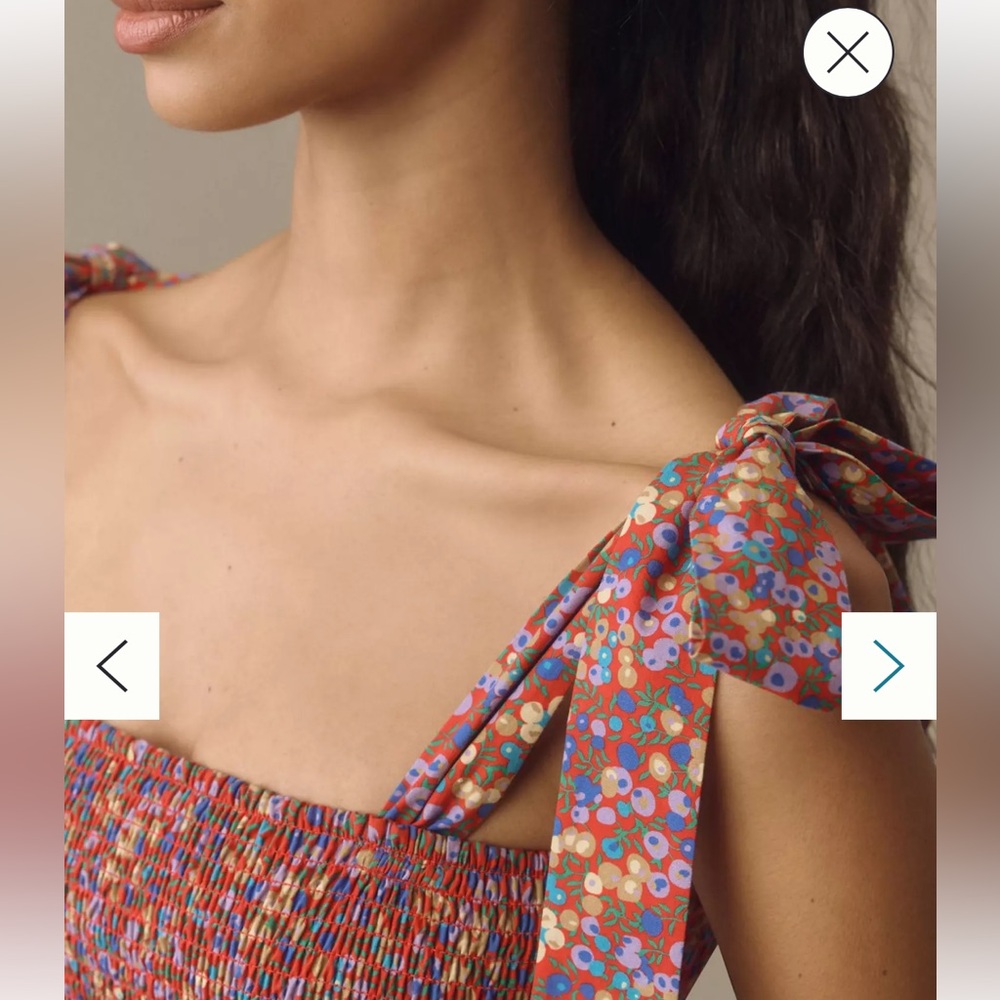 Anthropologie Atsu tie shoulder smocked mini dress - Picture 2 of 9